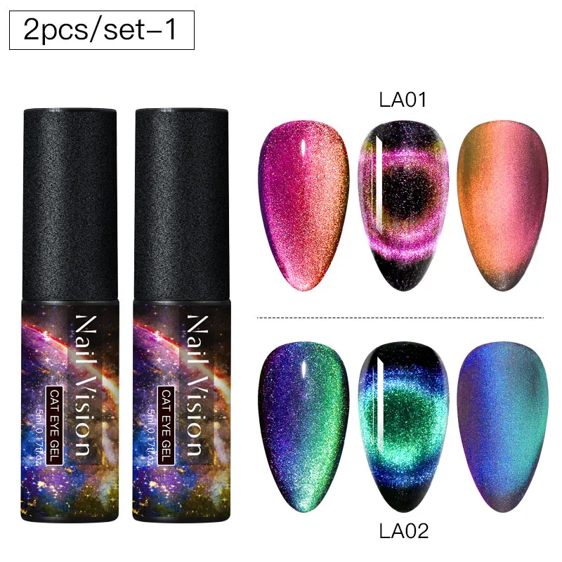 Nail Vision 9D Galaxy Cat Eye Nail Gel Chameleon Magnetic Soak Off UV Nail Varnish 5D/7D 5ml Semi Permanent Manicure Gel Lacquer - Цвет: HHZH08048