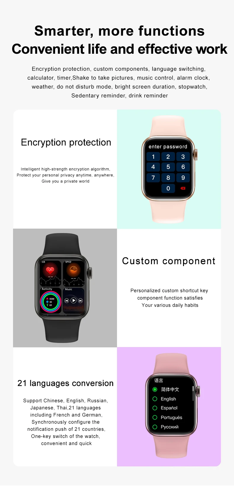 Original M36 Plus 1.8 inch Smart Watch 44MM Bluetooth Call Wireless Charging IP67 Waterproof Music Play Password Lock Smartwatch