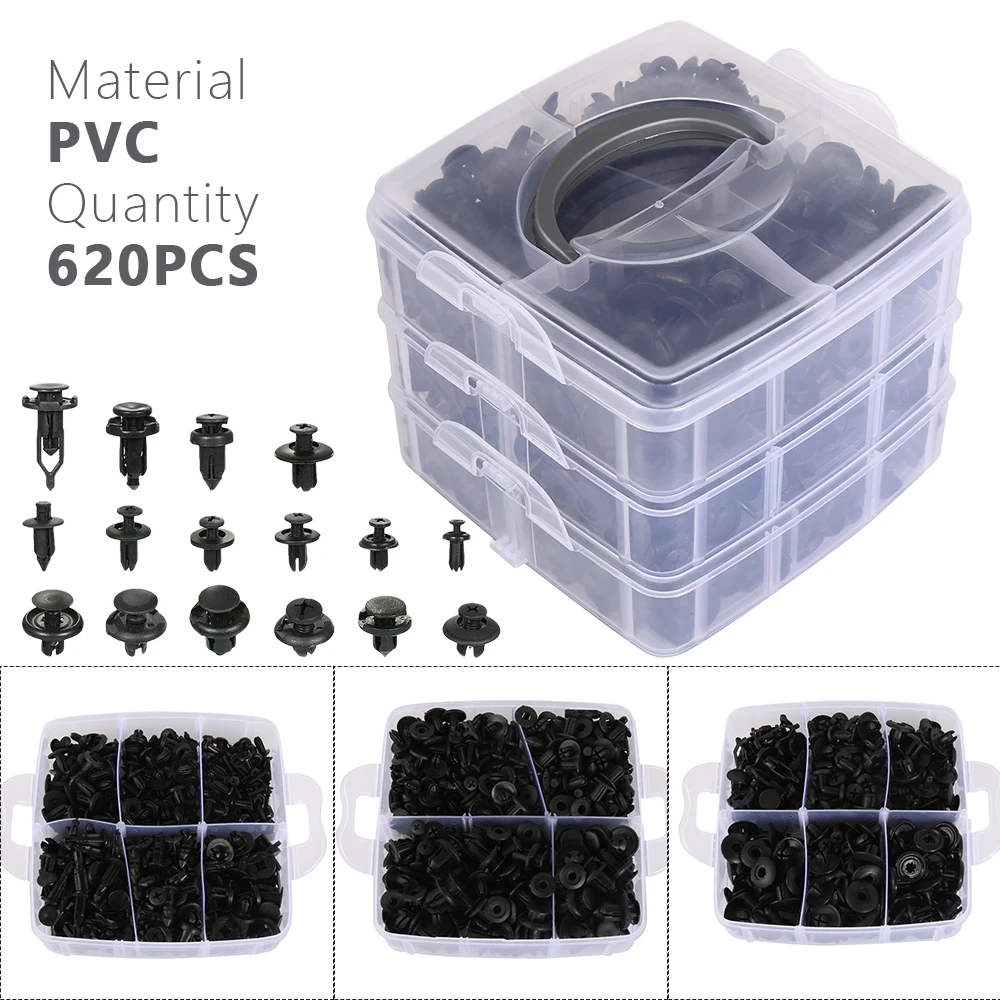620pcs/box Car Fastener Clips Mixed Car Fasteners Door Trim Panel Auto