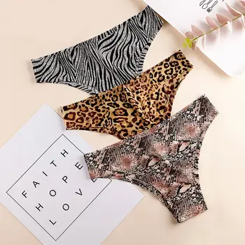 

Women Ice Silk Sport Yoga Cooling Panties Leopard Snakeskin Printed Low Rise Seamless Briefs Ultra-Thin Cotton Crotch