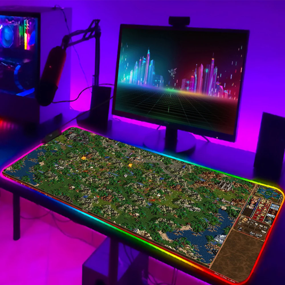 

Heroes of Might and Magic 3 Map RGB Gaming Mouse Pad Large Mause Pad Keyboard Desk Carpet Game Rubber No-slip LED Mousepad Gamer