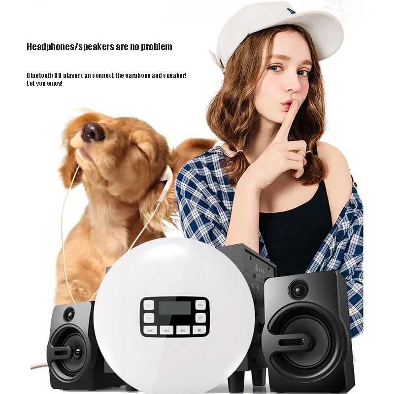 Bluetooth портативный CD-плеер с подзаряжаемые светодиодные дисплеи персональный CD Walkman наслаждаться музыкой и аудио-книгой анти-Скип