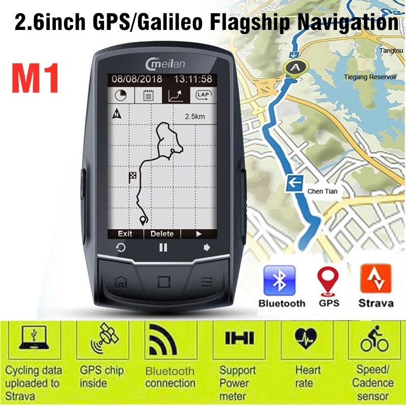 Meilan 2.6 Inch M1 Gps Draadloze Navigatie Fiets Computer Mtb Fietsen  Snelheidsmeter Bluetooth 4.0 Fiets Kilometerteller Fietscomputer|Bicycle  Computer| - AliExpress