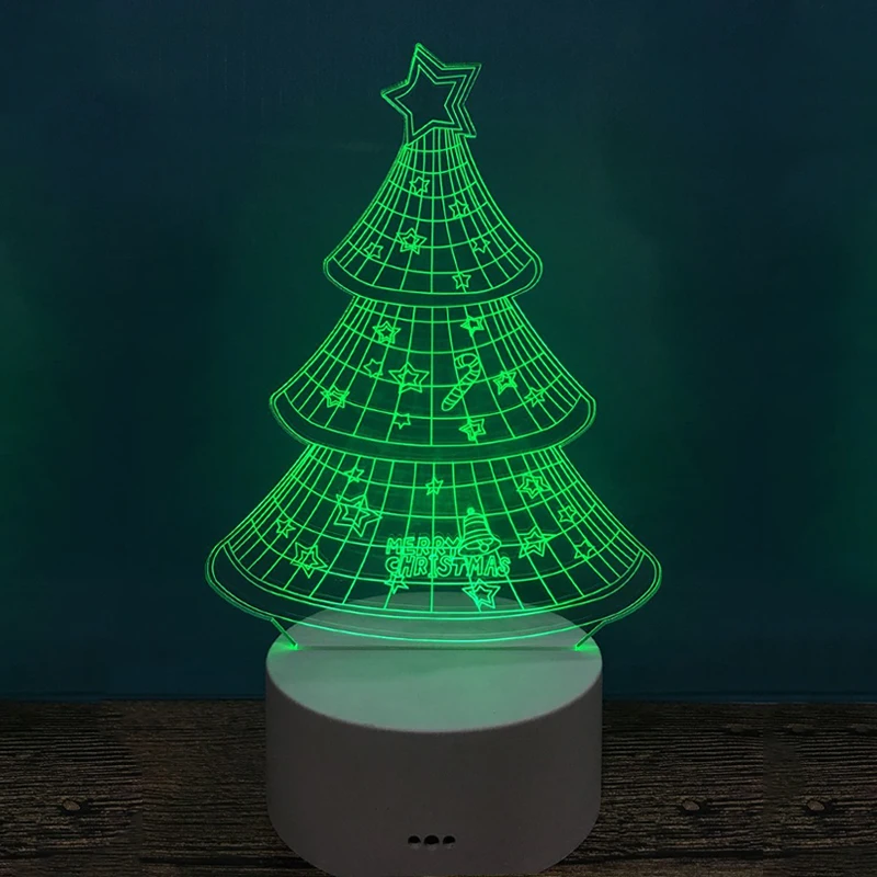 3D Светодиодная лампа для рождественской елки иллюзия RGB Ночная настольная