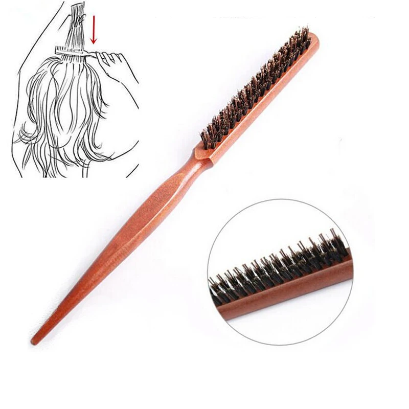 Cepillo de pelo de cerdas de jabalí Natural con mango de madera para