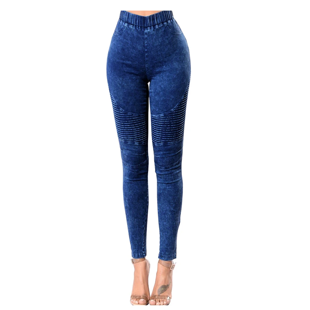 thin20 deep blue Женские джинсы, высокая эластичность, весна-осень, одноцветные джинсы с высокой талией, эластичная резинка на талии, одноцветные женские облегающие джинсы - Цвет: thin20 deep blue