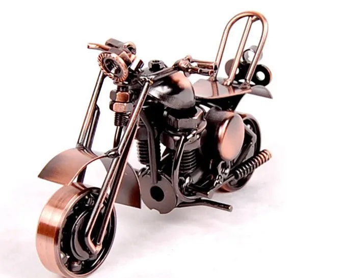Металлическое покрытие фигурка мотоцикла Ретро модель мотоцикла украшение ручной работы Железный мотоцикл реквизит винтажный домашний декор Детская игрушка