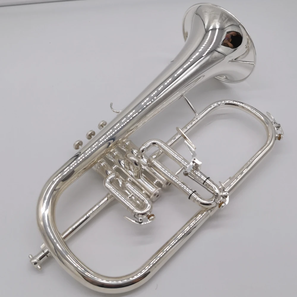 Brand New Professional Flugelhorn 8310ZS Silver Plated With Case Profession Flugelhorns Bb Yellow Brass Bell