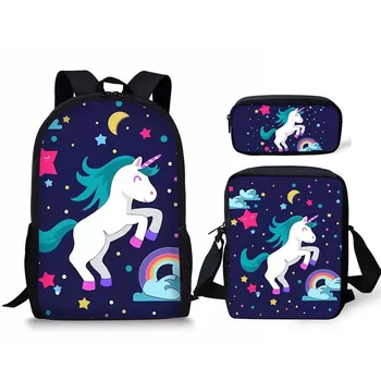 

THIKIN Kawaii Unicorn Back Pack For Teen Girls Daily School Backpack Fashion Shoulders Bags Students Custom Morrales Para Mujer