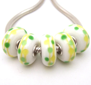 

JGWG1569 5X 100% Authenticity S925 Sterling Silver Beads Murano Glass beads Fit European Charms Bracelet diy jewelry Lampwork