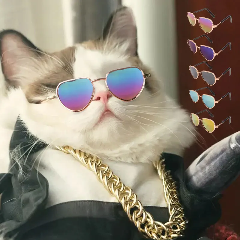 

New Arrival Cat’s Sunglasses UV-Protection Heart Shaped Colored Small Puppy Eye Wear Cosplay Pet Products Decorative Accessories