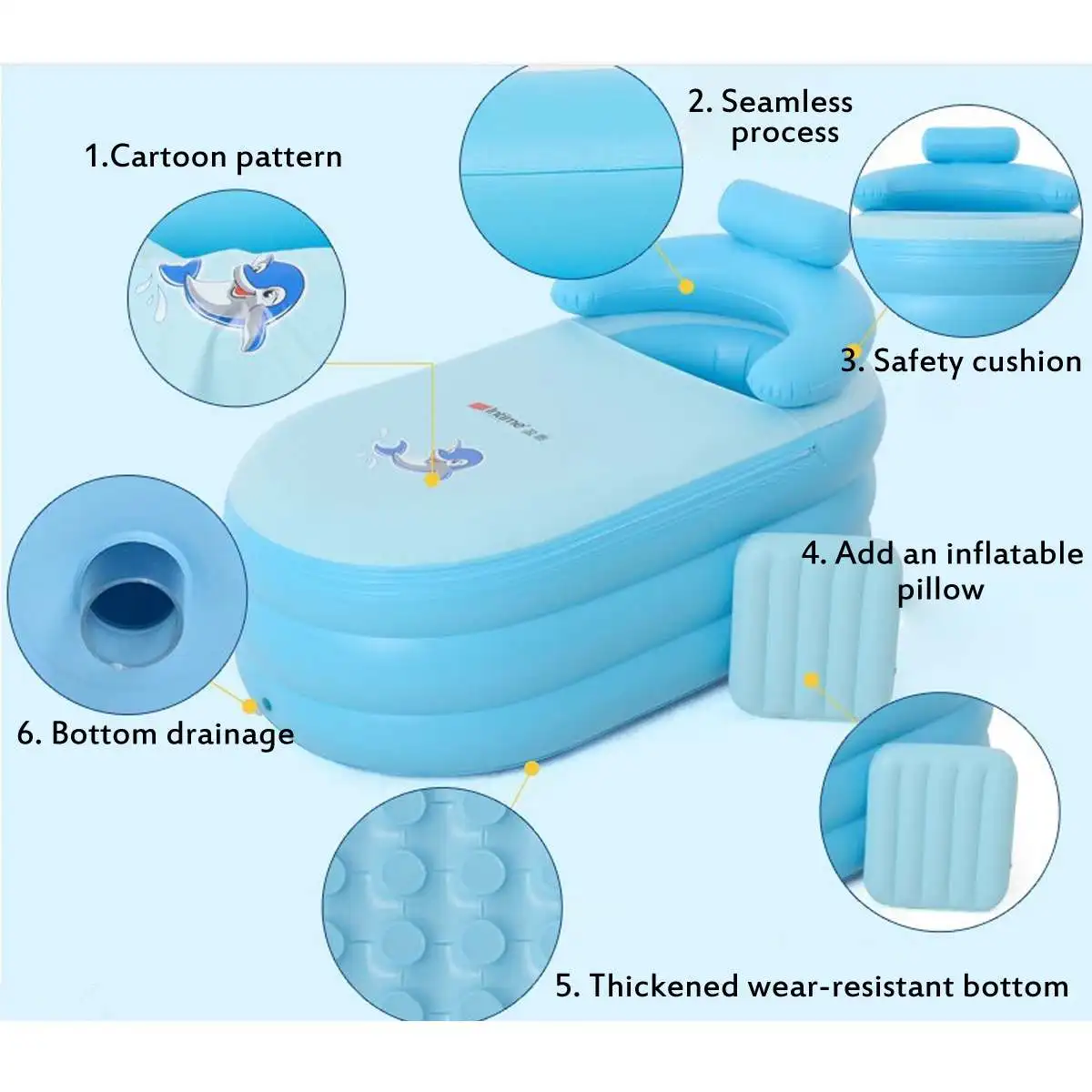 Folding Portable Bathtub with Air Pump SPA Household Inflatable Tub Environmental PVC Foldable Inflatable Bathtub for Adults