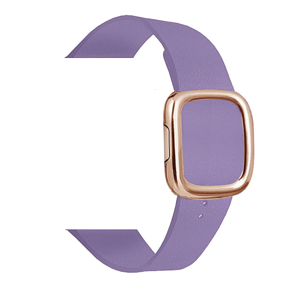 lilac Gold Кожаная Петля ремешок для apple watch группа 4 44/40 мм современный стиль браслет на запястье, аксессуары для наручных часов iWatch серии 3/2/1 42/38 мм - Цвет ремешка: lilac Gold