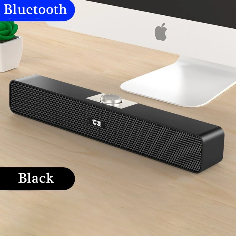 A6 беспроводной Bluetooth динамик сабвуфер стерео звук-бар объемный звук полный диапазон динамик домашний прямоугольник компьютерные колонки - Цвет: Черный