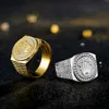 Fashion Personality Gold Plated Crown Ring Iced Out Rhinestone Ring Rock Hip Hop Jewelry Men and Women Party Ring Accessories ► Photo 1/6