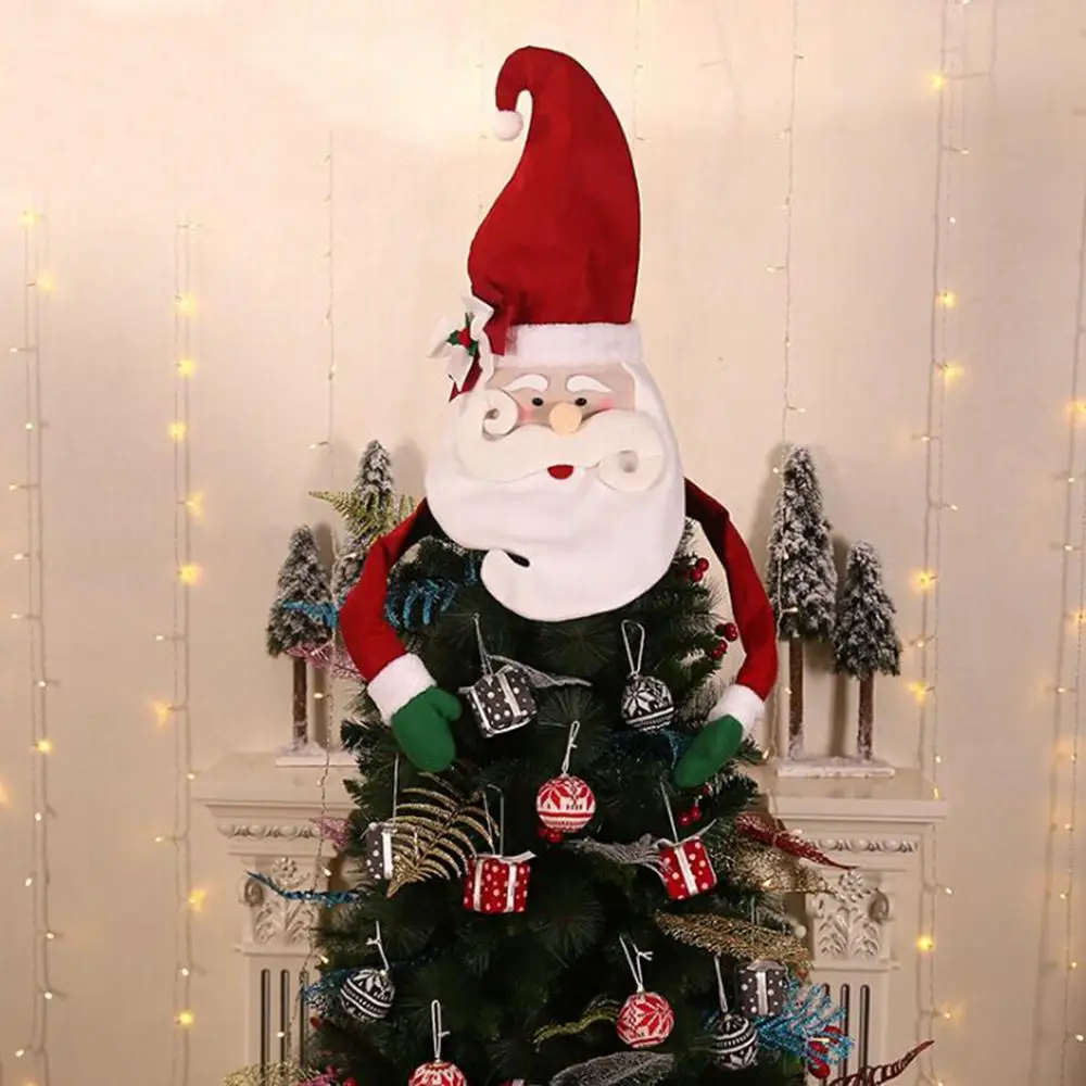 Ткань Санта шапка снеговика Рождественская Елка Топ Звезда украшение домашний стол Топпер Рождественское украшение Счастливого Рождества# 15F