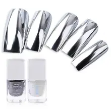 2 шт./компл. 7 мл нетоксичный безопасный лак для ногтей легкий Peal Off эффект серебряного зеркала лак для ногтей, метал+ основа под лак искусство