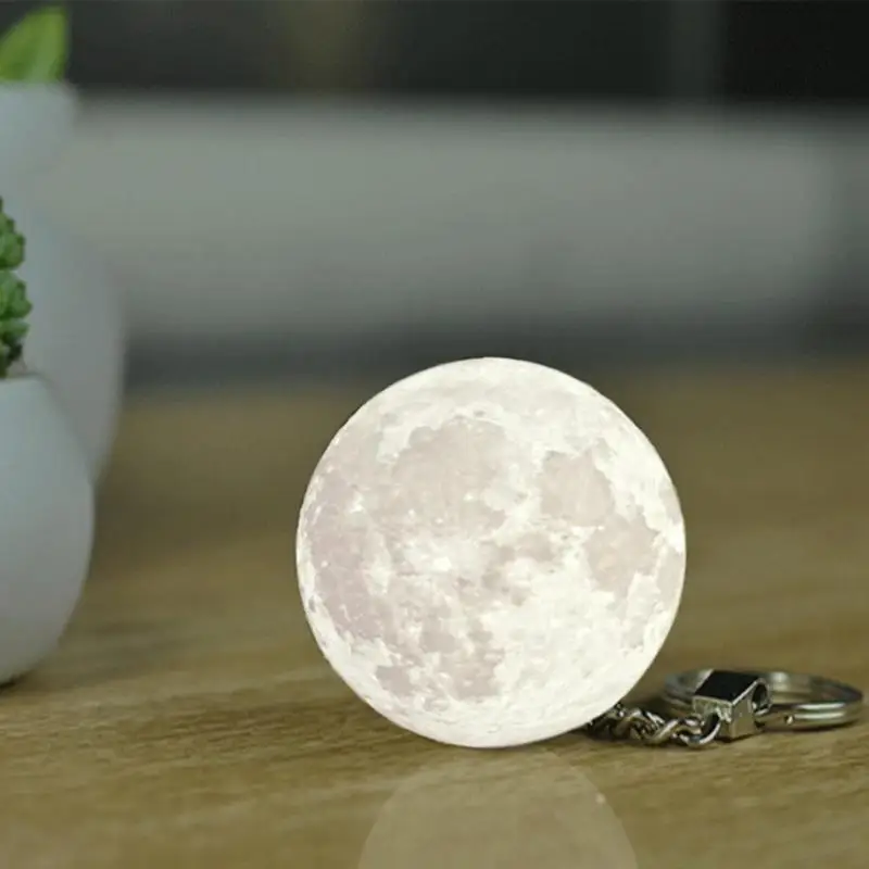 Портативный мини-светильник с 3D принтом Луны, креативный Ночной светильник, брелок для ключей, украшение для дома, Ночной светильник, брелок для ключей, новинка
