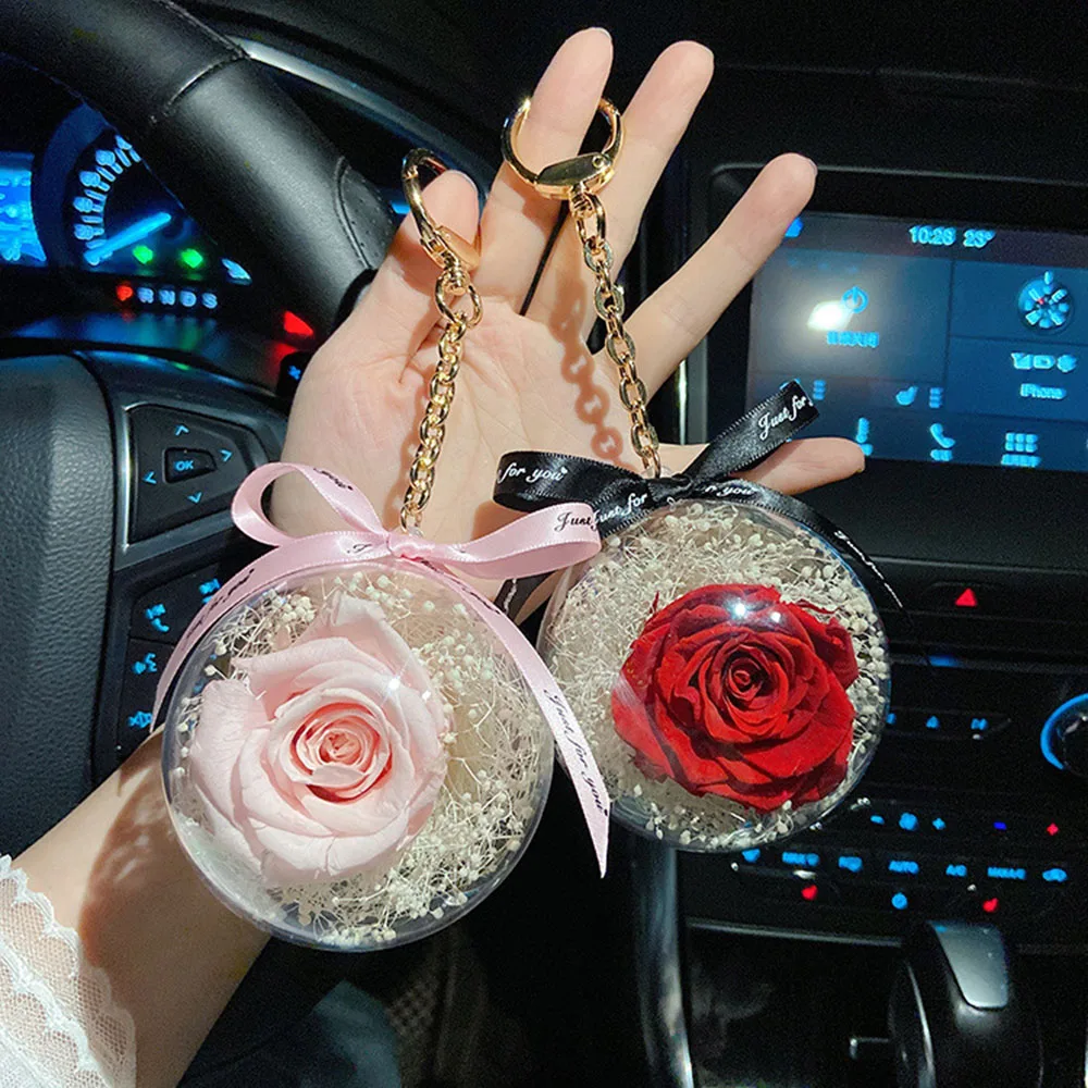 Цветок розы брелок украшения для автомобиля Большой акриловый круглый шар