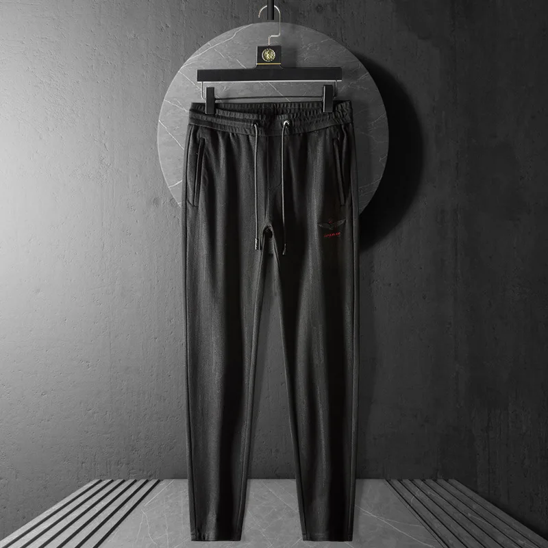 

Autumn And Winter New Style Embroidered Jacquard Texture Autumn Men Drawstring pencil pants Business Casual Pants Men's Loose-Fi