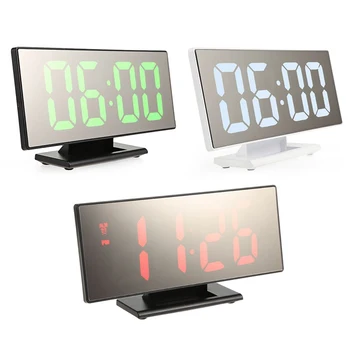 

New Upgrate Digital Alarm Clock LED Mirror Clock Multifunction Snooze Display Time Night Led Table Desktop