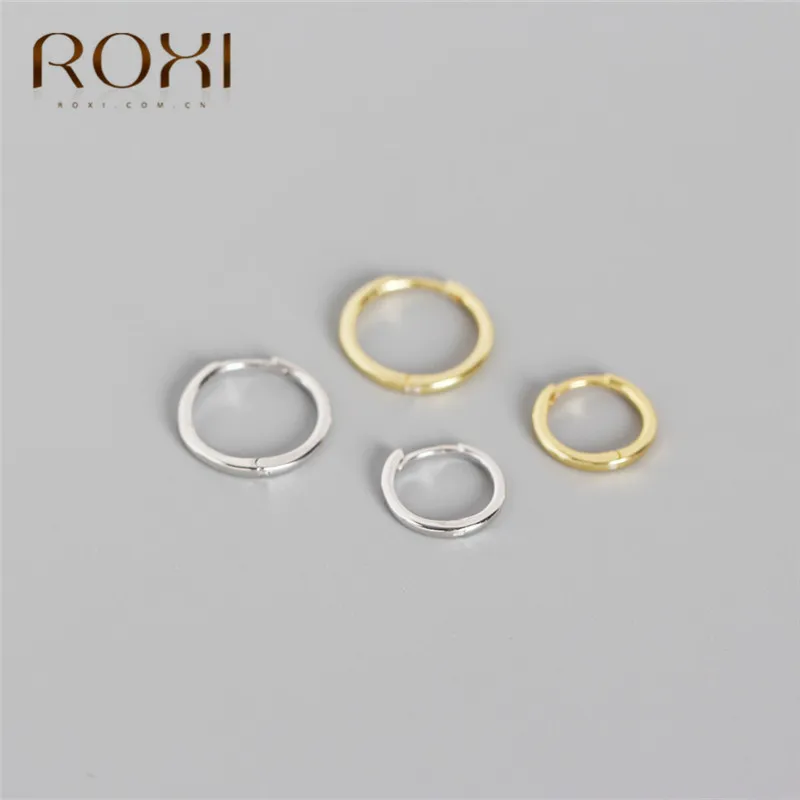 ROXI 925 пробы, серебряные Простые серьги-кольца для женщин, маленькие круглые серьги-кольца, маленькие серьги-кольца, ювелирные изделия