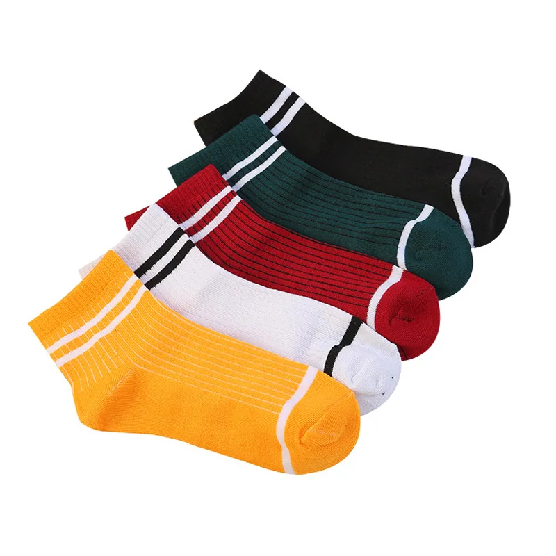 Tanie 5 Pairs Color Stripes Women Socks Comfortable Cotton Fashion Wild Female Socks sklep