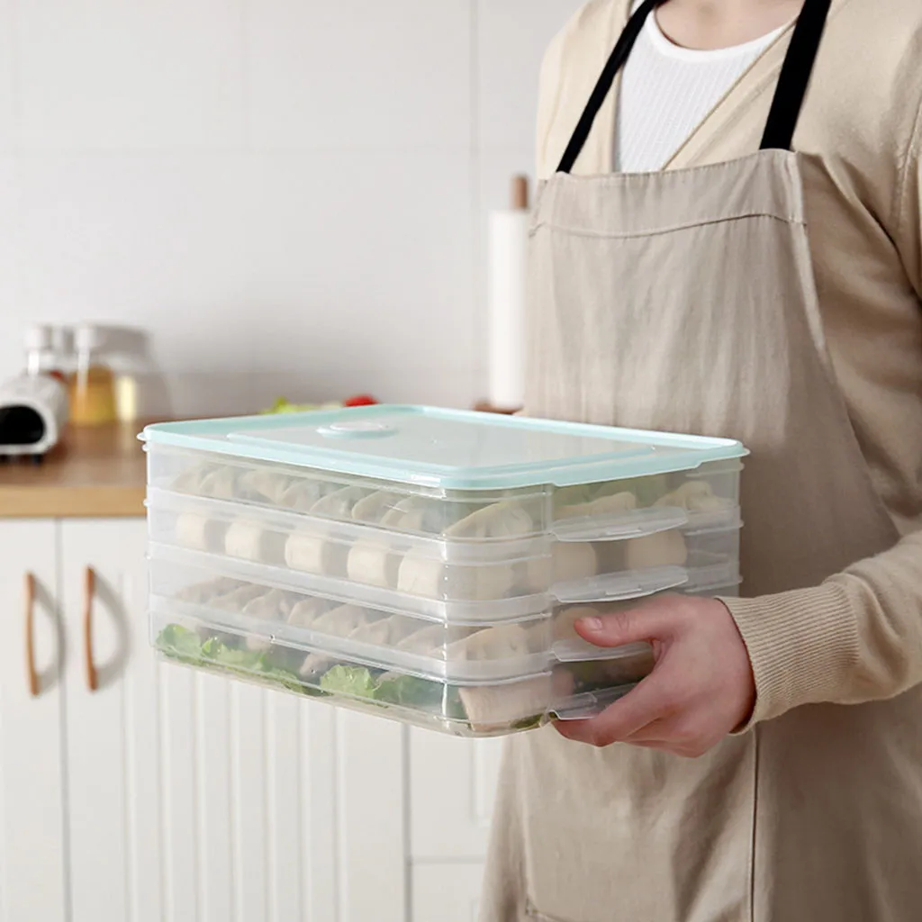 

Clear Home Kitchen Frozen Dumpling Storage Box Refrigerator Fresh-keeping Tray Kitchen Tool d3