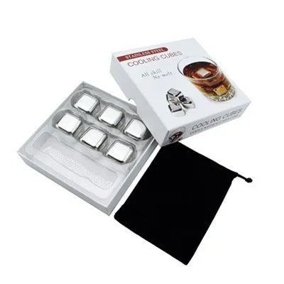 6PCS Cubes 304 нержавеющая сталь виски охладитель вина Охлаждения Кубики льда из камня Чиллеры напиток физическое охлаждение инструменты - Цвет: 6PCS Cubes