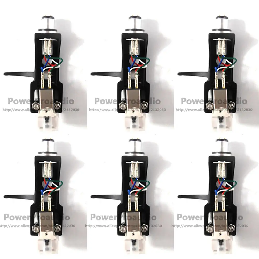 6sets Magnetic Cartridge Stylus With Turntable Headshell 4 Pin Contacts For Phonograph Turntable Gramophone LP Vinyl Needle