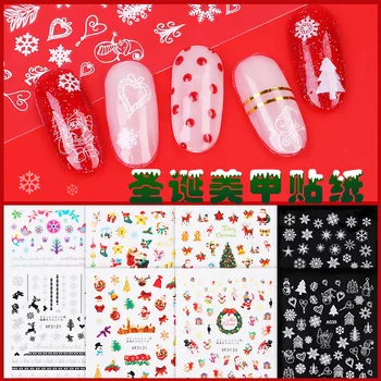 

Christmas Nail Sticker 3D Santa Claus Cartoon Patch Snowflake Adhesive Paper Manicure Stickers Waterproof Nail Decals