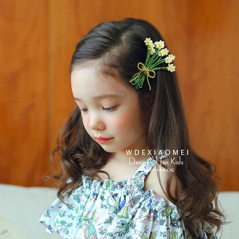 

Luxury Handmade Crystal Beaded Daisys Hair Clip HairPin Girl Women Hair Ornaments Bridal Wedding Dress Jewelry Barrette Hairgrip