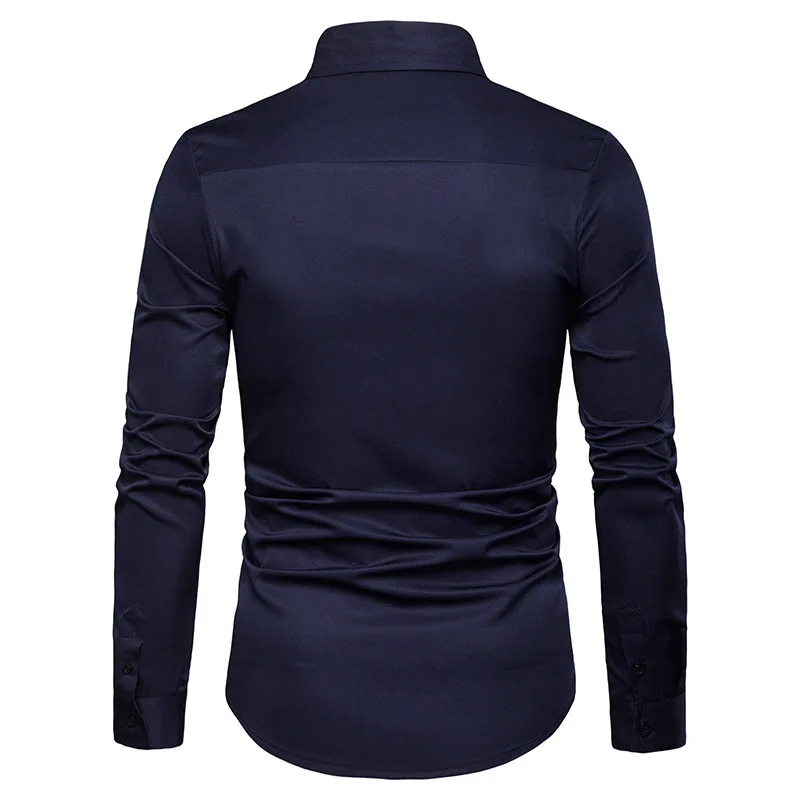 9 модный бренд Camisa Masculina рубашка с длинными рукавами Мужская однотонная приталенная дизайнерская официальная повседневная мужская рубашка Размер M-4XL