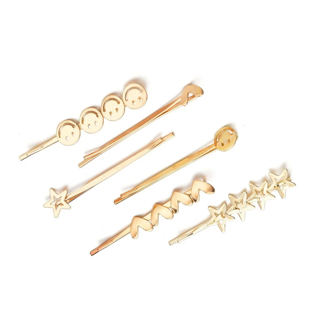 Side clip bangs hairpin new glossy smiley five-pointed star love word | Украшения и аксессуары