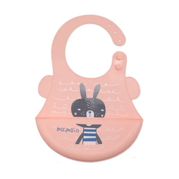

Baby Silicone Cute Cartoon Animal Feeding Apon Bibs Children Toddler Buckle Adjustable Waterproof Reusable Bibs Pocket