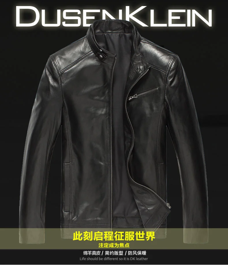 Tcyeek Genuine Leather Jacket Men Winter Sheep Skin Coat Man Clothes Streetwear Slim Fit Leather Jackets Hiver DK108