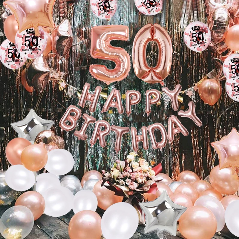 Decorations De 50e Anniversaire Pour Femmes Et Hommes Ensemble De Fete Pour Adultes Banniere De Joyeux Anniversaire Pour 50 Ans Fournitures D Anniversaire Aliexpress