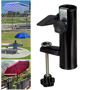 Parasol Insert Holder Balcony Railing Patio Umbrella Support Stand Metal Bracket Clip Outdoor Table Fixed Clips Garden Supplies