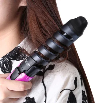 価格 Kemeiプロカーラー鉄回転ワンド電気セラミックコルゲーションためヘアカーラー女性ファッションスタイリングホットツール