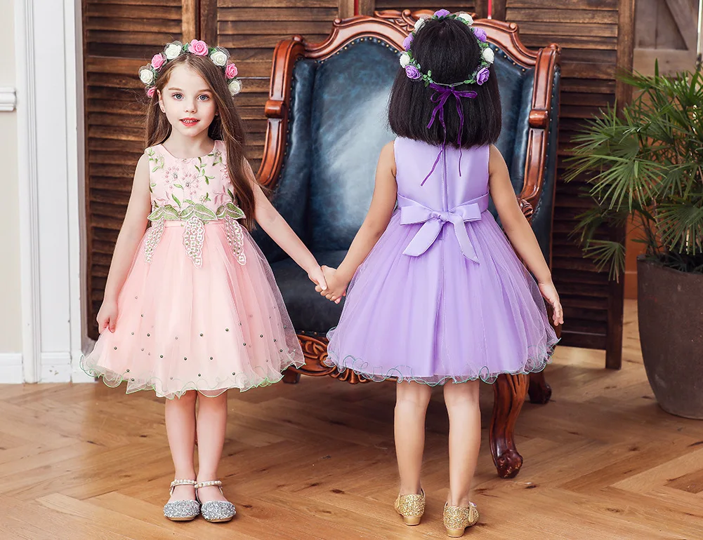 AliExpress, детское свадебное платье для девочек, мягкая вуаль, вышивка, большой ребенок, пышное детское платье в стиле Корейская принцесса