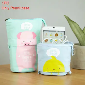 

School Pencil Case Students Flexible Pen Box Holder Zipper Retractable Stationery Cute Girls Boys Multifunctional Small Gift