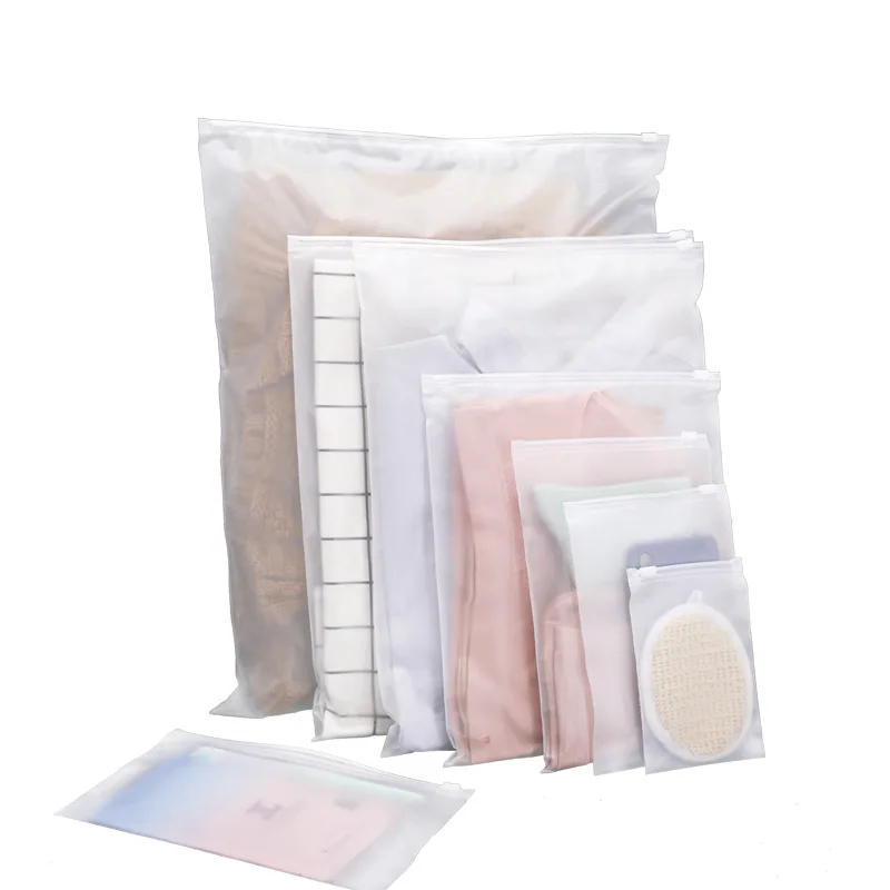 

Transparent Scrub Clothes Zipper Bag Underwear Socks Storage Bag PE Plastic Self-Sealing Pocket Bags