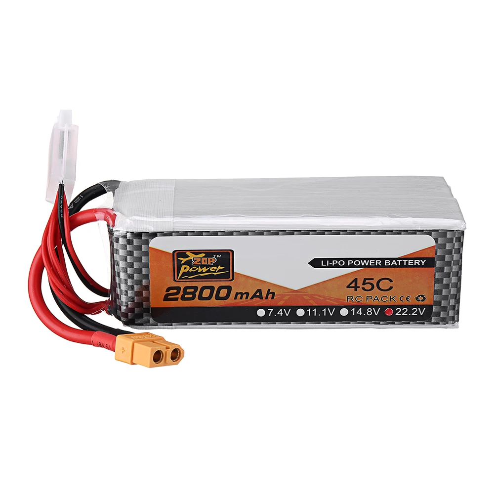 2PCS ZOP Power 22.2V 2800mAh 45C 6S Lipo Battery XT60 Plug for RC Drone RC FPV Racing Drone Airplane helicopter quadcopter