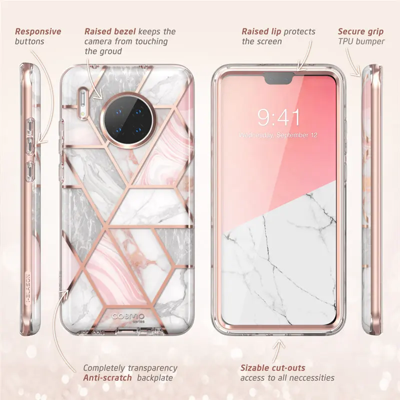 I-BLASON для huawei mate 30 Чехол( выпуск) Cosmo полный корпус блестящий чехол под мрамор Чехол со встроенной защитной пленкой