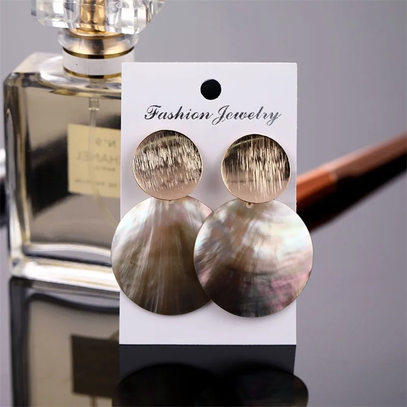 Round Shell Clip Earrings for Women