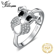 JewelryPalace Schnauzer Terrier Dog Puppy Pet Lover Genuine Black Spinel Ring 925 Sterling Silver Pet dog Children's Girlring