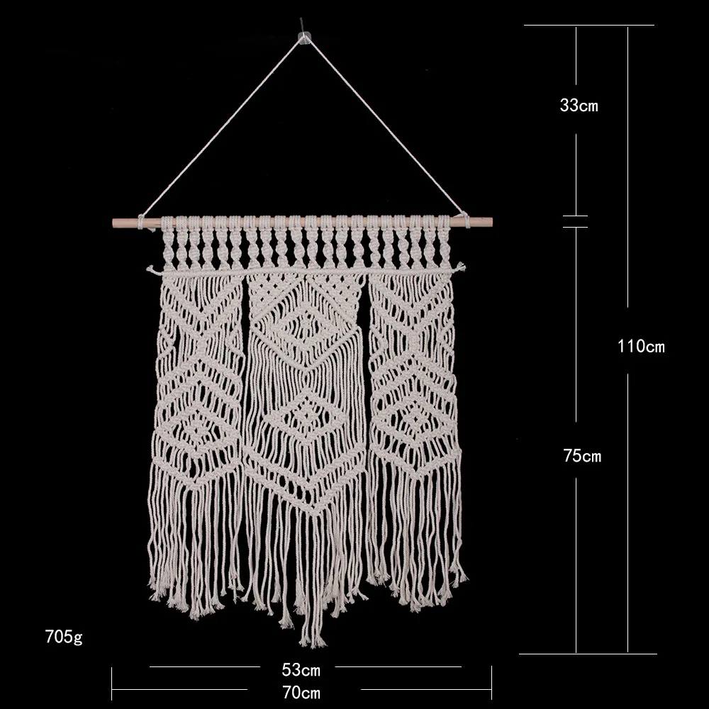 Богемный стиль тканые стены искусства гобелен из макраме Ретро ручной работы кисточки настенный Бохо Свадьба гостиная домашний Декор подарок - Цвет: MS7205
