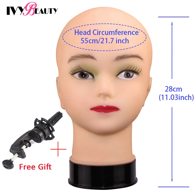 Female Bald Mannequin Head With Stand Cosmetology Practice African Training Manikin Head With Wig Stand Tipod For Mannequin Wigs Head With Clamp
