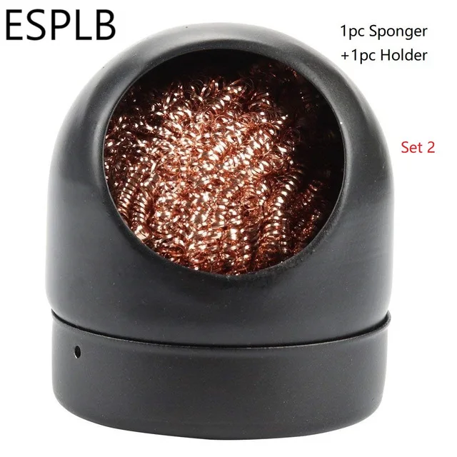Premium Black/Gold Soldering Iron Cleaning Kit with Sponge and Holder