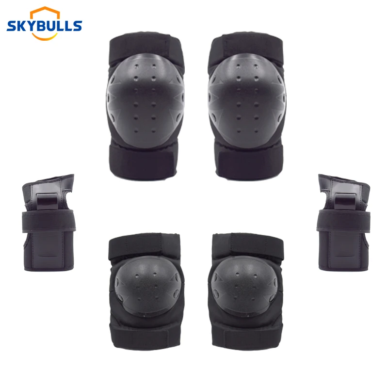Skybulls 6 шт./компл. катание защитное Шестерни налокотники велосипед скейтборд наколенники протектор для мужчин Для женщин спортивные безопасностные Шестерни - Цвет: Черный